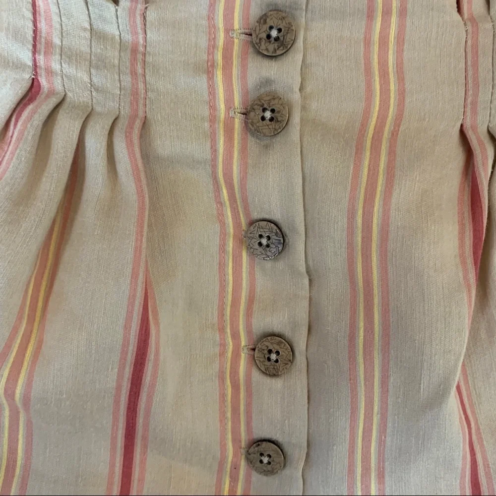 Joie Maelina Linen Blended Striped High Rise Button Front Shorts Size Large NEW
